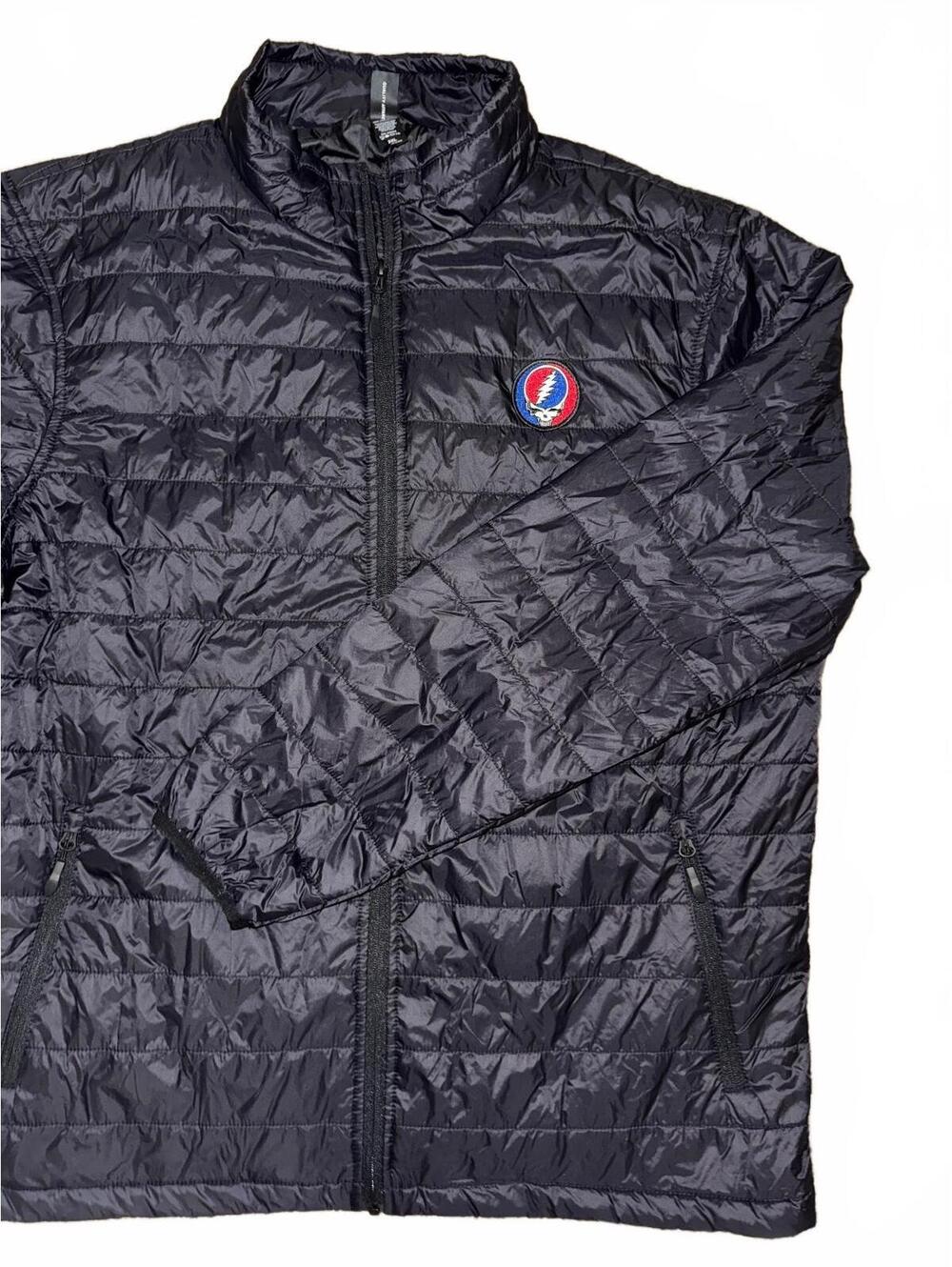 Men's Black Quilted Lightweight Jacket With Grateful Dead Logo Size 2XL